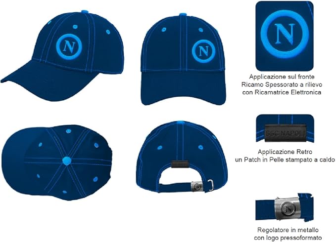 Cappellino SSC Napoli Ufficiale - Blu Navy con Logo Azzurro